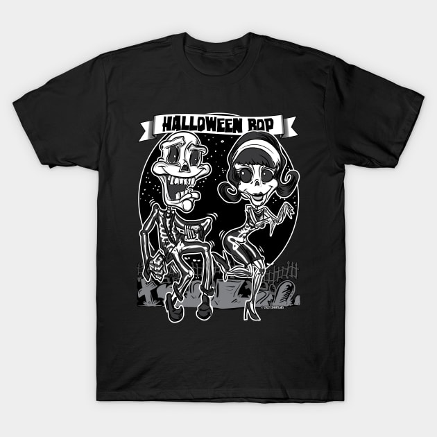 Skeletons dancing in the cemetery at the Halloween Bop T-Shirt by eShirtLabs